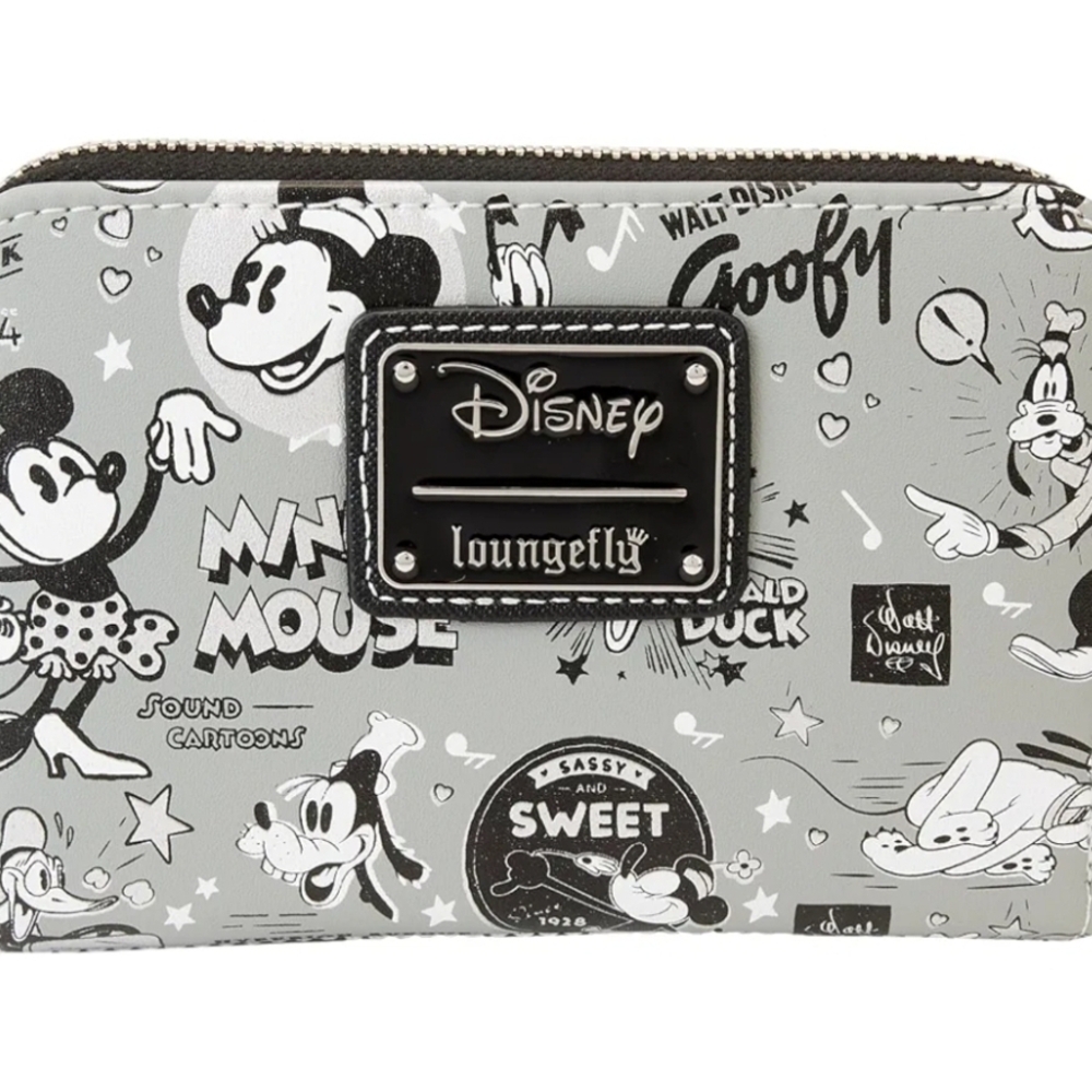 Loungefly Disney Black and White Mickey & Friends Wallet NWOT